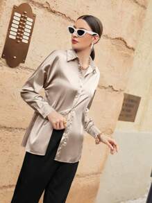 Modelyn Plain Long Sleeve Shirt,Long Sleeve Tops Fall Cloth For Women