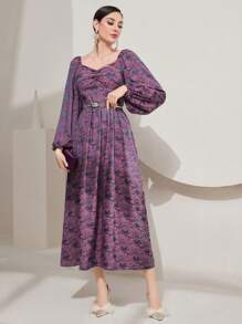 Modelyn Đầm dạ hội dài tay cổ tròn hở vai - Màu tím - Xem 5