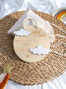 新生兒男嬰出生宣布木製雲牌，照片道具，收藏禮物 - 彩色 - 查看 4