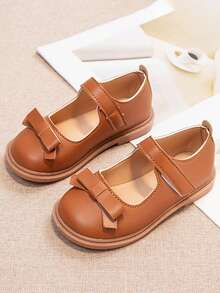 Children's Comfortable & Versatile Bowknot Decor Girls' Flat Shoes - Brown - View 3