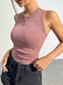 SHEIN EZwear 針織修身無袖上衣 - 淺灰紫 - 查看 7