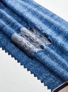 SHEIN Young Girls' Mesh Denim Effect Pants For Spring And Autumn - Blue - View 3