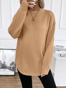 EMERY ROSE 女士圓領長袖毛衣 - 卡其色 - 查看 5