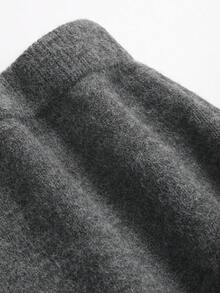 FRIFUL Designer 女士纯色休闲针织缎带束带裙 - 灰色 - 查看 7