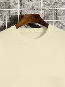 男士休閒啤酒字母印花衛衣 - 卡其色 - 查看 4