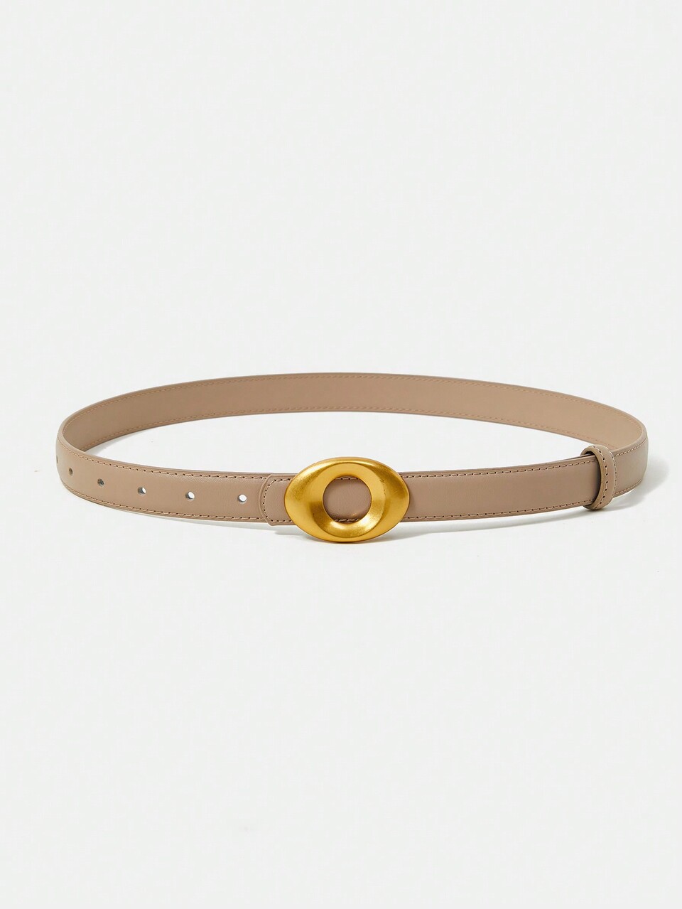 SHAPED PEACHCOLORED OVALBUCKLED BELT ELEGANT
