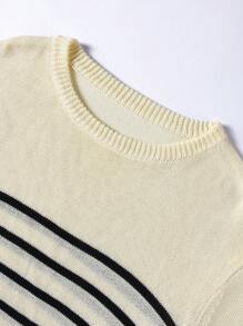 Nam Đen Và Trắng Sọc Áo len dệt kim - Đen và trắng - Xem 3