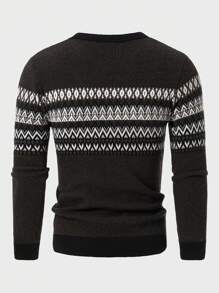 RueChic 男士幾何圖案長袖毛衣 - 彩色 - 查看 6