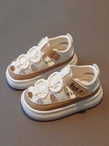 通透透氣的春夏季兒童休閒鞋,空心運動鞋,適用於男女寶寶的平底鞋 - 卡其色 - 查看 2