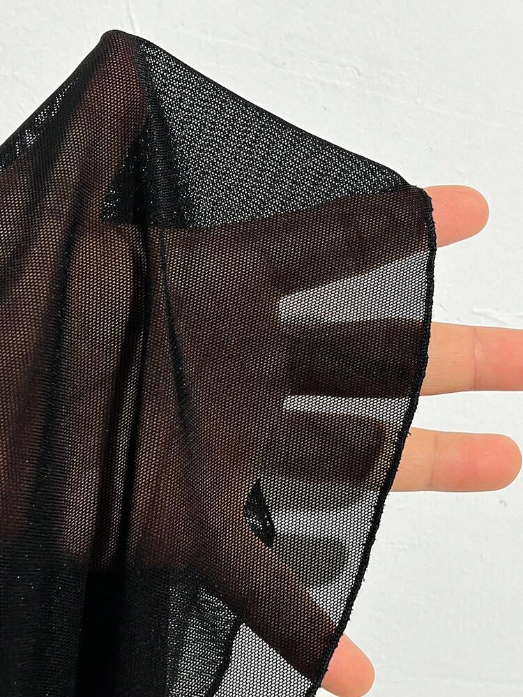 Plus Size Solid Color Bell Sleeve Top And Split Hem Skirt Set