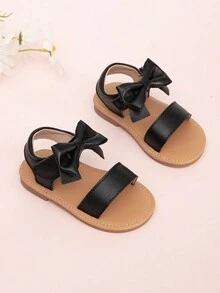Infant Infant Ankle Strap Bowknot Decorated Sandals With Hook And Loop - Black - View 2