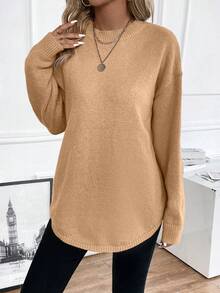 EMERY ROSE 女士圓領長袖毛衣 - 卡其色 - 查看 6