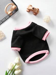 Debiesn Sudadera para perros pequeños con estampado de corazón de color rosa y negro sin gorro, para vacaciones, amor, Día de San Valentín