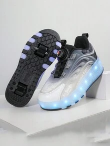 兒童舒適時尚的帶usb充電口雙輪滑鞋 - 黑色 - 查看 1