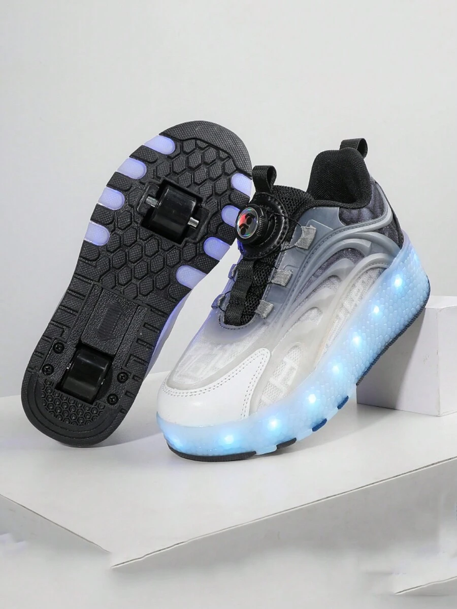 兒童舒適時尚的帶usb充電口雙輪滑鞋 - 黑色 - 查看 1