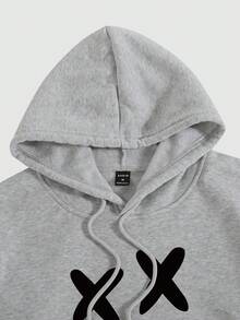 Manfinity Hypemode Men's Fun Print Hooded Sweatshirt And Sweatpants Two Piece Set - Light Grey - View 3