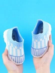 Girls' Comfortable, Fashionable, Breathable, Casual Sports Shoes And Socks, For Spring And Summer - Blue - View 2