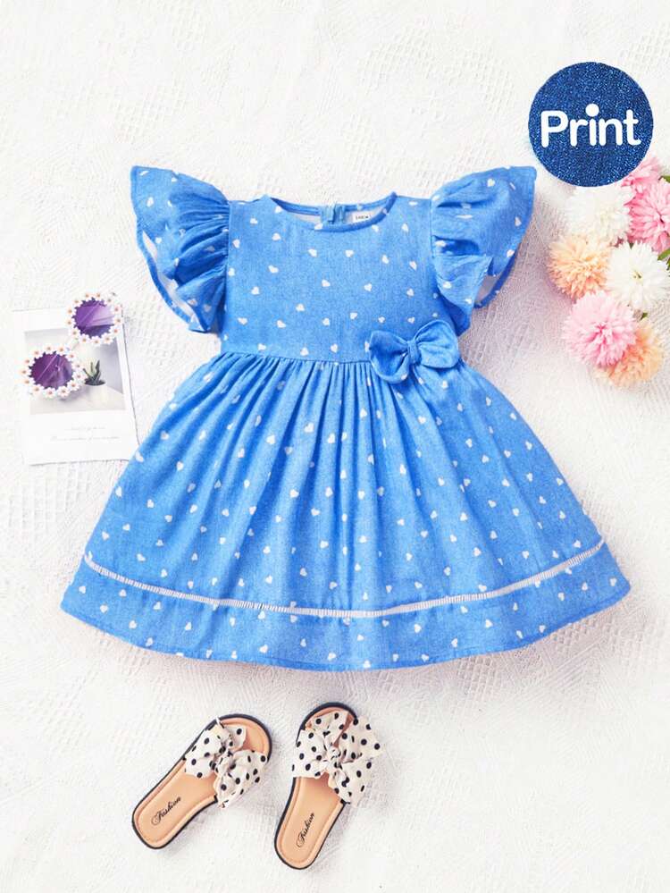 Baby Girl Cute Heart Pattern Short Sleeve Dress