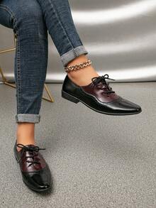 帶雙肩帶的青少年尖頭皮革上履舞鞋 - 黑色 - 查看 1