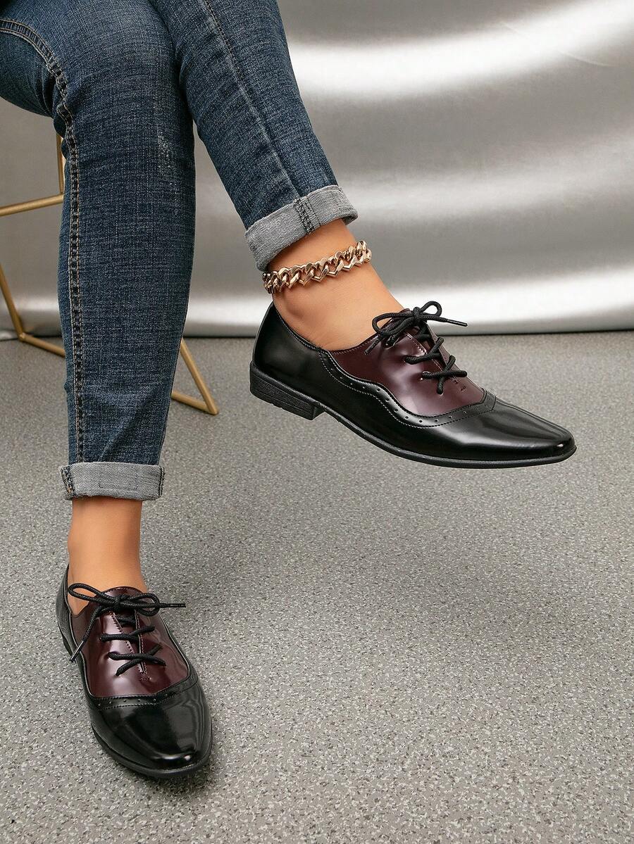 帶雙肩帶的青少年尖頭皮革上履舞鞋 - 黑色 - 查看 1