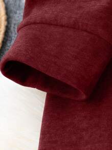 SHEIN LUNE Màu sắc Tương phản Dây rút Hoodie Với Lông cừu Và Dài Chiều dài - Nhiều màu - Xem 4