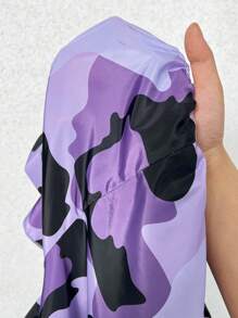 Slaydiva Women'S Camouflage Printed Ruffle Hem Drawstring Waist Pants - Purple - View 6