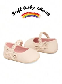 嬰兒/幼兒白色編織帶簡約休閒平底鞋 - 米色 - 查看 3