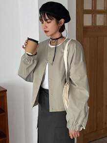 FRIFUL Designer Của phụ nữ Ngực đơn Thả vai Áo khoác - Màu be - Xem 4