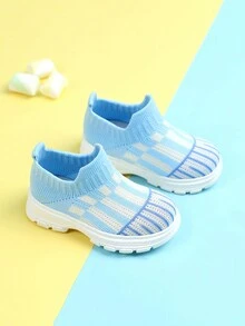 Girls' Comfortable, Fashionable, Breathable, Casual Sports Shoes And Socks, For Spring And Summer - Blue - View 1