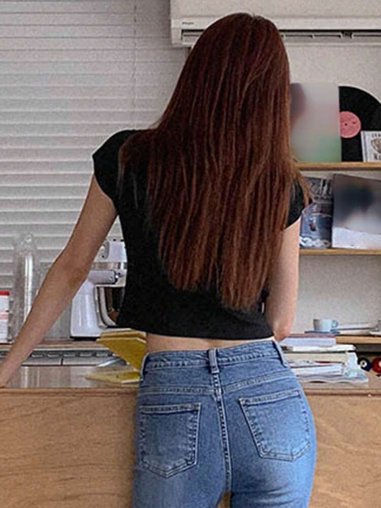 Women's Round Neck Crop Top T-Shirt
