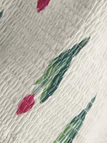 Sweetra 女士花卉印花打褶背心上衣 - 白色 - 查看 9