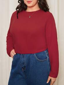 SHEIN Frenchy Plus 女式情人節蕾絲拼接鏤空襯衫 - 紅色 - 查看 3