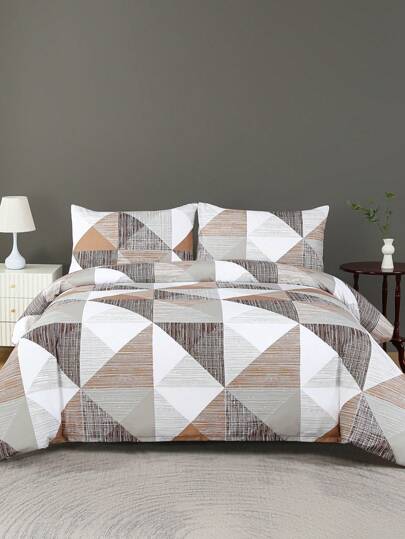 柔软超细纤维被套套装，经典几何图案 - 最佳两件套/三件套被套/床上用品套装 - 包括 1 个被套和 1/2 个枕套 - 价格实惠，品质优良 - 适用于单人床、双人床、加大双人床、标准双人床