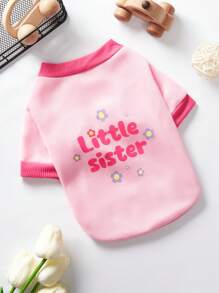 Debiesn Artist Girlcore 1pc Pink Cute Pet Printing Warm Kawaii Hoodless Sweatshirt, For Holiday, Valentine's Day