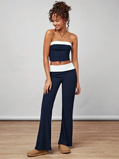 Forever 21 Preppy Knit Stretch Slimming Strapless Pantsuit