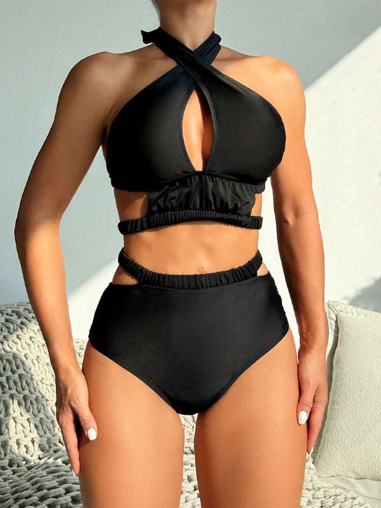 Summer Ladies' Plain Hollow Out Bikini Set Carnival