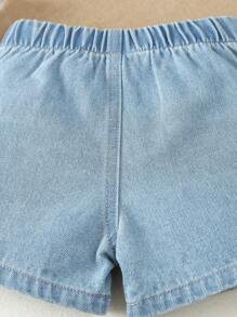 SHEIN Vintaside Kids Shorts En Jean Décontracté Et Confortable Pour Bébés Garçons Avec Poches