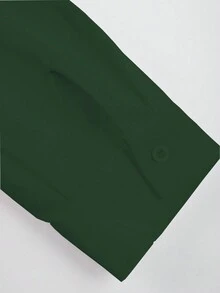 Calvaya Plus Size Solid Color Shirt Dress - Dark Green - View 5