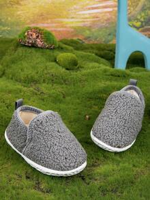 Soft-Sole Baby Slippers, Comfortable And Warm With Plush Lining - Grey - View 5