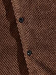 ROMWE MEN Street Life Camisa de unicolor de manga corta para hombres, escuela - Marrón - Ver 3