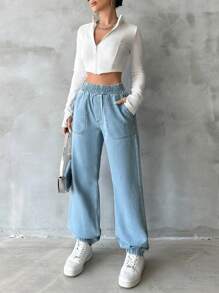 EURMUSE Của phụ nữ Xà cạp Quần jean - Rửa nhẹ - Xem 4