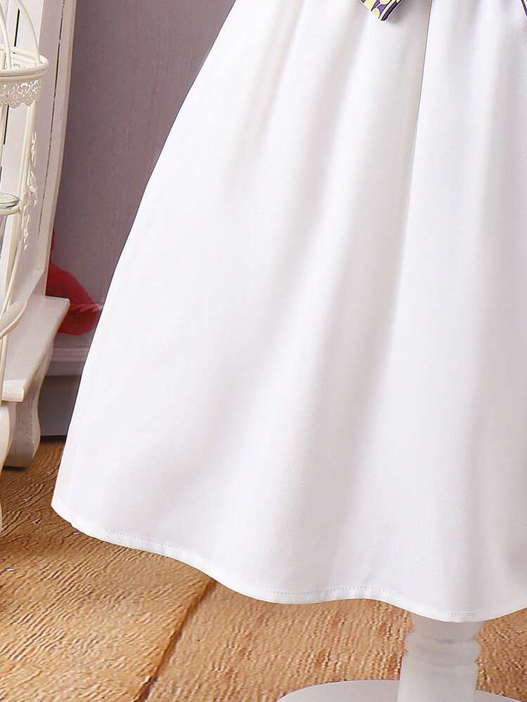 Little Girls' Printed Patchwork Belted Dress