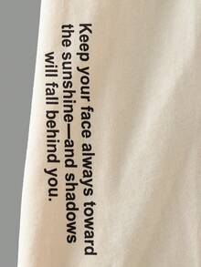 RueChic Con trai Slogan In Áo thun - Màu be - Xem 5