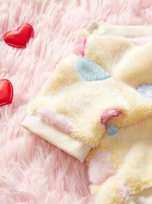 PETSIN Valentine's Day 1pc Yellow Heart Printed Fleece Pet Sweatshirt, Keep Pets Warm - Multicolor - View 8