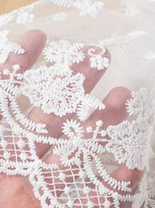 Souflis Souflis 嬰兒女童白色花辦網眼蕾絲連體衣，配褶邊下擺 - 白色 - 查看 5