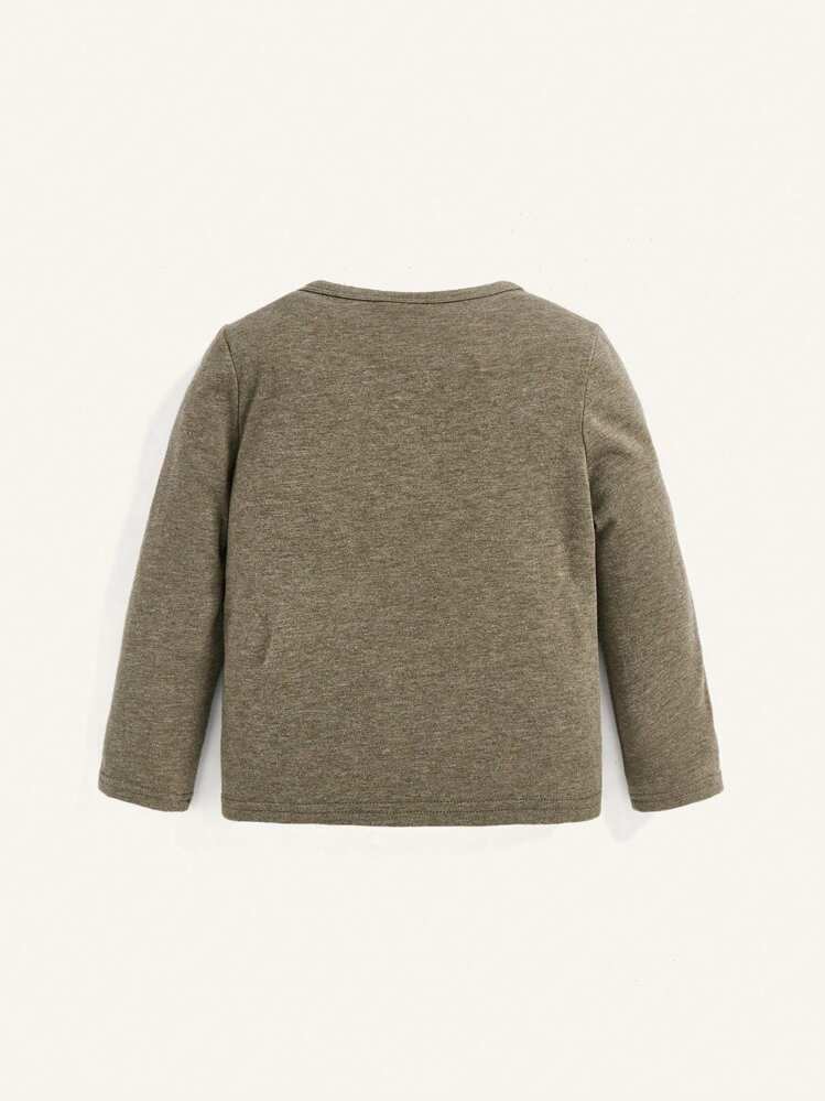 Cozy Pixies Bebé niño 3 piezas Top unicolor de cuello redondo - Verde militar - Añade 6