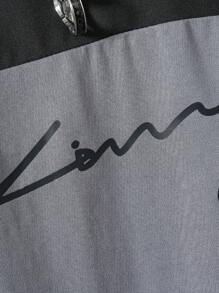 青少年男孩字母印花拼色短袖 T 恤和短裤 2 件/套 - 彩色 - 查看 4