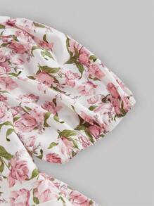 SHEIN MOD Plus Size Women'S Floral Print Dress With Bow Tie - Multicolor - View 3