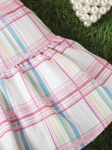 Stylish Baby Girls' Sleeveless Plaid Dress For Summer