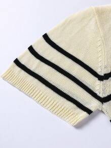 Nam Đen Và Trắng Sọc Áo len dệt kim - Đen và trắng - Xem 4